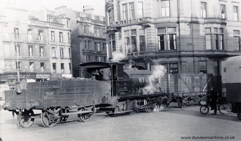 train passing the front of the Mathers Hotel (now the Malmaison Hotel)