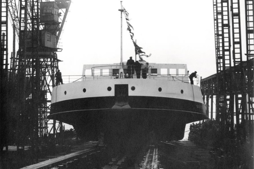 Scotscraig Ferry being launched