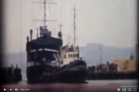 Footage of the Unicorn being moved to Victoria Dock
