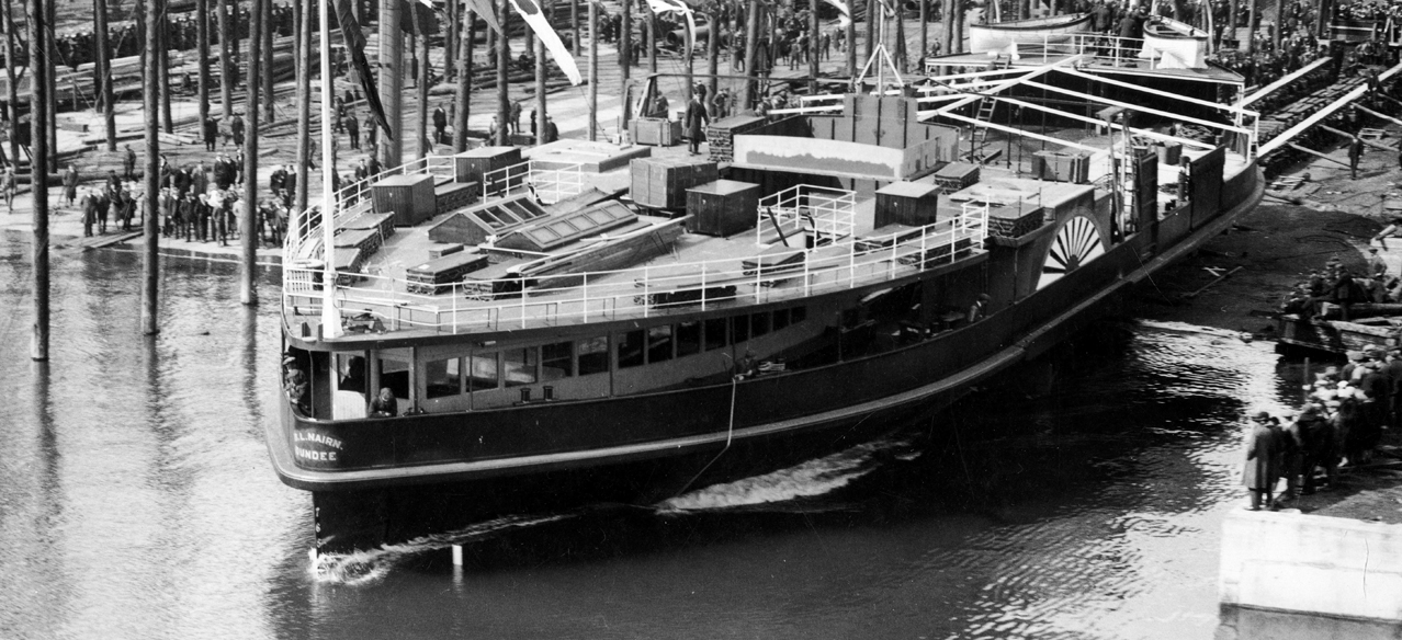 Tay Ferry - The BL Nairn being launched. Dundee Maritime Trail